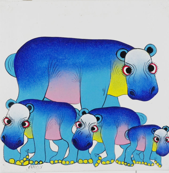 ティンガティンガ｜アキリ｜カバの家族②｜#2603017｜AKILY｜Hippo family white back②