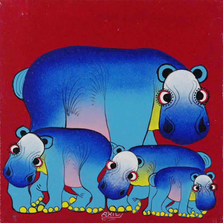ティンガティンガ｜アキリ｜カバの家族②｜#2603020|AKILY｜Hippo family red back②