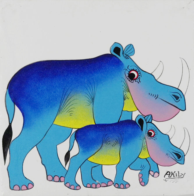ティンガティンガ｜アキリ｜サイの家族②｜#2603026|AKILY｜Rhino family white back②