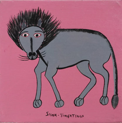 ティンガティンガ 原画　SIWA　LionPinkBack