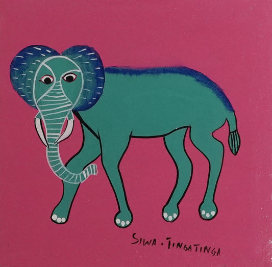 ティンガティンガ｜シワ｜象 ピンク背景　#2602016 Elephant – PinkBack